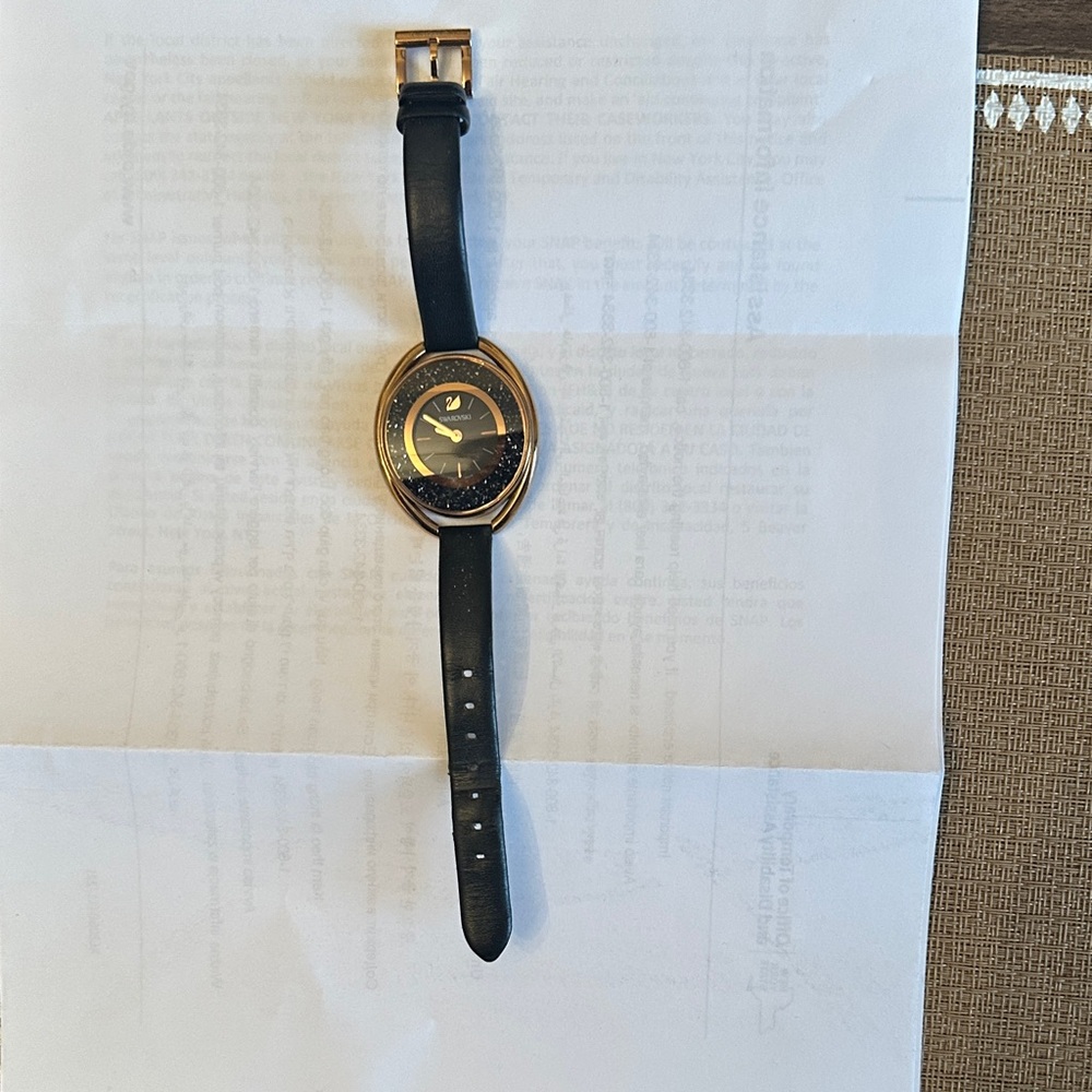 Swarovski Black and Gold Women's Watch